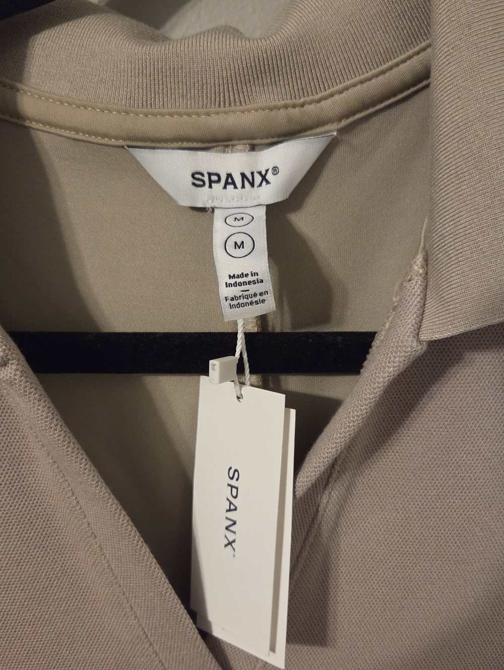 Spanx Womens Air Essentials Pique Tan Preppy Long Polo Shirt Dress. Sz M - Picture 9 of 9